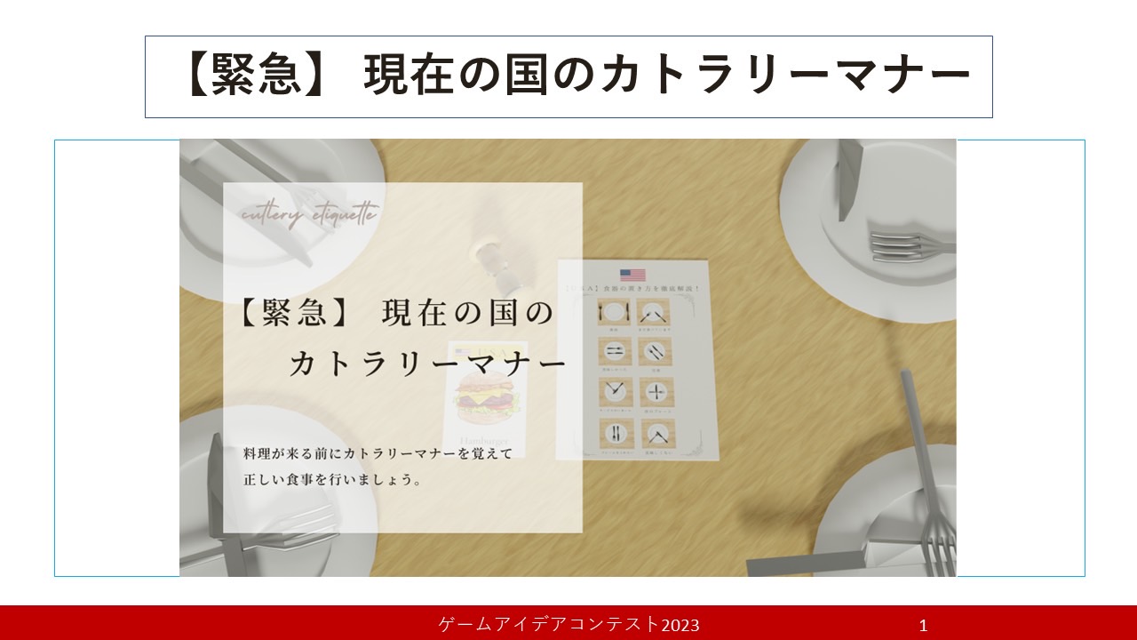 「【緊急】現在の国のカトラリーマナー」応募者：紳士で真摯さん